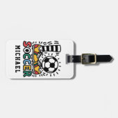 Modern trendy Voetbal Football gepersonaliseerd Bagagelabel (Voorkant horizontaal)