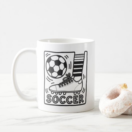 Modern trendy Voetbal Football Koffiemok (Met donut)