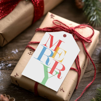 Modern trendy vrolijk helder cadeaulabel