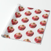 Modern Trendy Watercolor Fruit Pomegranate Cadeaupapier (Uitgerold)
