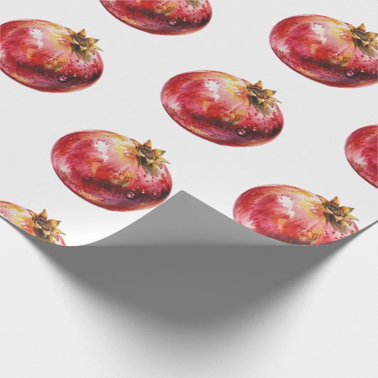 Modern Trendy Watercolor Fruit Pomegranate Cadeaupapier (Hoek)
