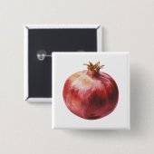 Modern Trendy Watercolor Pomegranate  Vierkante Button 5,1 Cm (Voorkant /achterkant)