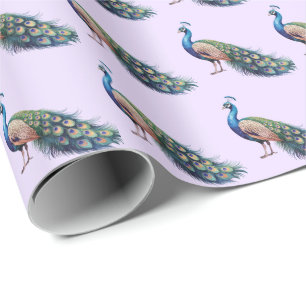 Modern trendy Waterverf pauw patroon Cadeaupapier
