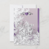 Modern Trendy Wedding in een Amethyst Paarse Damas Save The Date (Achterkant)