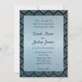 Modern Trendy Wedding in een Aqua Blue Damask Kaart (Voorkant)