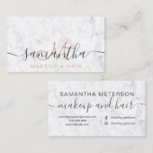 Modern trendy white marble makeup hair visitekaartje (Voorkant / Achterkant)