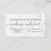 Modern trendy white marble makeup hair visitekaartje (Achterkant)