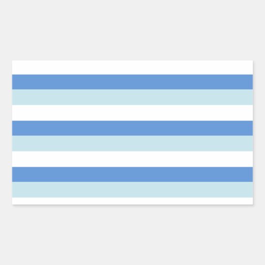 Modern Trendy Wit Blauw Streeppatroon Rechthoekige Sticker (Voorkant)