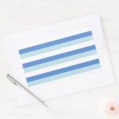 Modern Trendy Wit Blauw Streeppatroon Rechthoekige Sticker (Envelop)