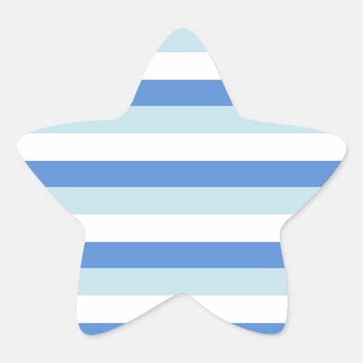Modern Trendy Wit Blauw Streeppatroon Ster Sticker (Voorkant)