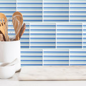 Modern Trendy Wit Blauw Streeppatroon Tegeltje