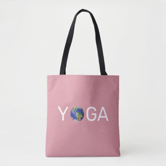 Modern trendy yoga Earth on roos gold Tote Bag (Voorkant)