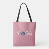 Modern trendy yoga Earth on roos gold Tote Bag (Achterkant)