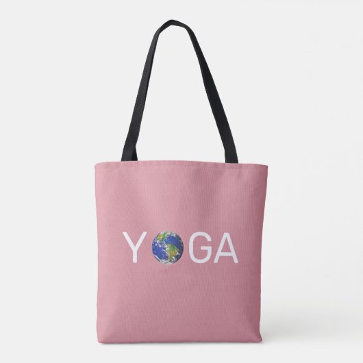 Modern trendy yoga Earth on roos gold Tote Bag (Achterkant)