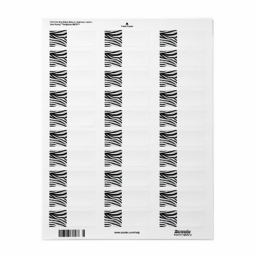 Modern Trendy Zebra Stripes Pattern Etiket (Full Sheet)