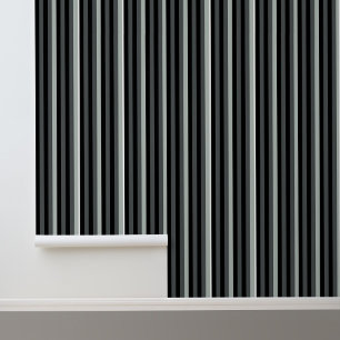 Modern Trendy Zwart Grijs Stripes Patroon Behang