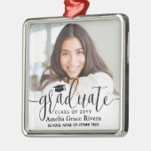 Modern trendy zwart script Afstuderen elegante fot Metalen Ornament (Links)