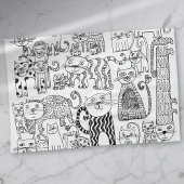 Modern trendy zwart-wit kattenpatroon theedoek