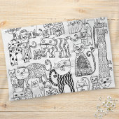 Modern trendy zwart-wit kattenpatroon theedoek