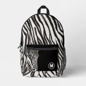 Modern Trendy zwart-wit Zebra Stripe Initiaal Bedrukte Rugzak (Voorkant)
