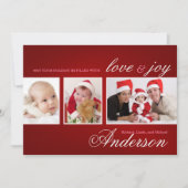 Modern Tri-Photo Holiday Collage Card Feestdagenkaart (Voorkant)