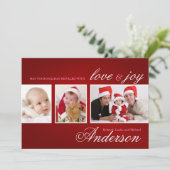 Modern Tri-Photo Holiday Collage Card Feestdagenkaart (Staand voorkant)