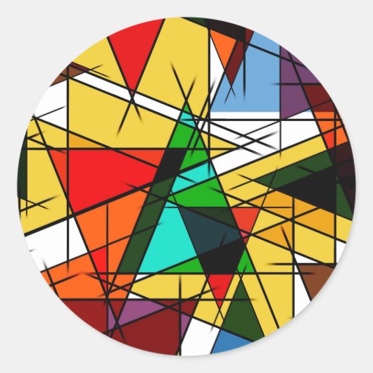 Modern Triangle Colorful Geometric  Ronde Sticker (Voorkant)