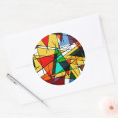Modern Triangle Colorful Geometric  Ronde Sticker (Envelop)