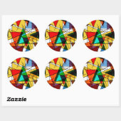 Modern Triangle Colorful Geometric  Ronde Sticker (Vel)