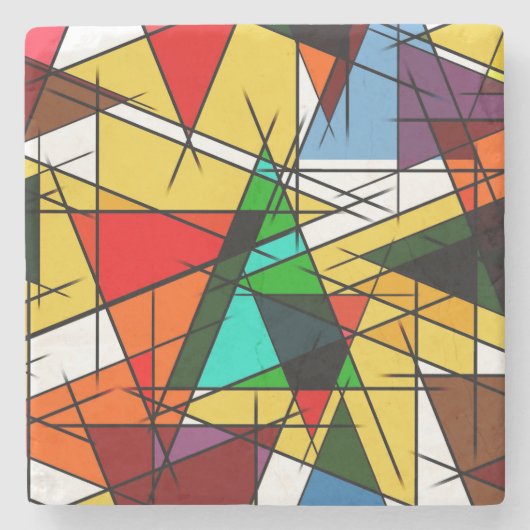 Modern Triangle Colorful Geometric  Stenen Onderzetter (Voorkant)