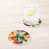 Modern Triangle Colorful Geometric  Zandsteen Onderzetter (Zijkant)