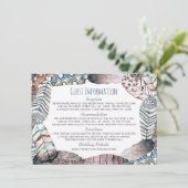 Modern Tribal Feathers Bohemian Wedding Detail Informatiekaartje (Staand voorkant)