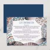 Modern Tribal Feathers Bohemian Wedding Detail Informatiekaartje (Voorkant / Achterkant)