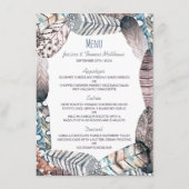 Modern Tribal Feathers Bohemian Wedding Menu (Voorkant)