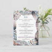 Modern Tribal Feathers Bohemian Wedding Menu (Staand voorkant)
