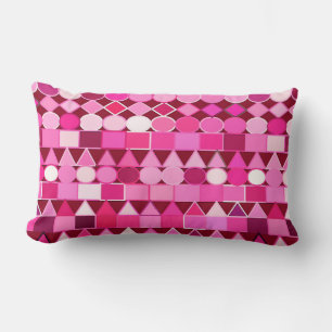 Modern Tribal Geometric, Burgundy and Pink Kussen