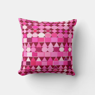 Modern Tribal Geometric, Burgundy and Pink Kussen