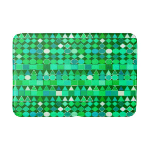 Modern Tribal Geometric, Emerald Green en Aqua Badmat