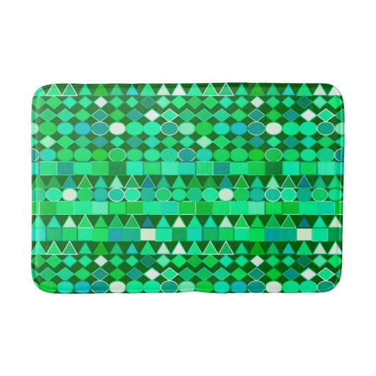 Modern Tribal Geometric, Emerald Green en Aqua Badmat (Voorkant)