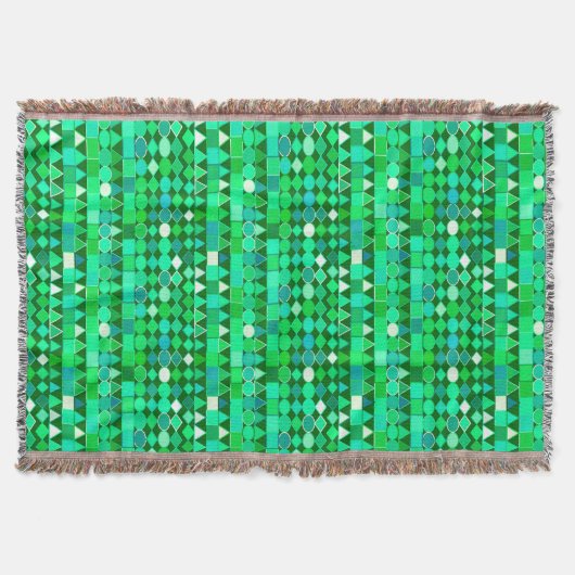 Modern Tribal Geometric, Emerald Green en Aqua Deken (Voorkant)