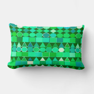 Modern Tribal Geometric, Emerald Green en Aqua Kussen