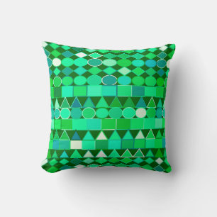 Modern Tribal Geometric, Emerald Green en Aqua Kussen