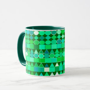 Modern Tribal Geometric, Emerald Green en Aqua Mok