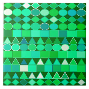Modern Tribal Geometric, Emerald Green en Aqua Tegeltje