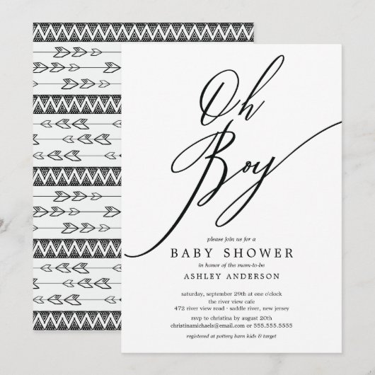 Modern Tribal Oh Boy Baby shower Kaart (Voorkant / Achterkant)