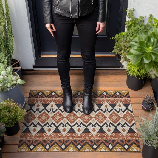 Modern Tribal Patroon Mosterd Geel Deurmat