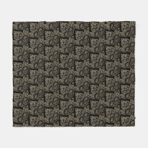 Modern tribal zwart en tan tapijt fleece deken
