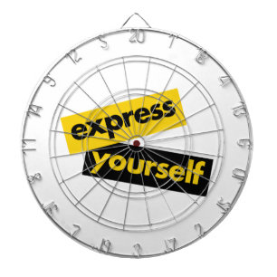 Modern, trillend, bold graphic of Express Yourself Dartbord