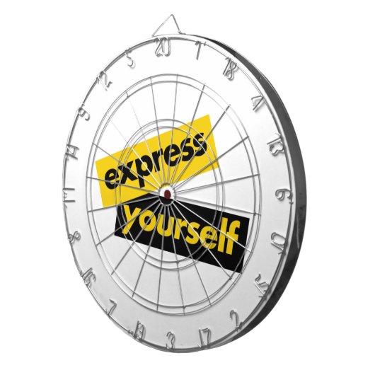 Modern, trillend, bold graphic of Express Yourself Dartbord (Voorkant Rechts)