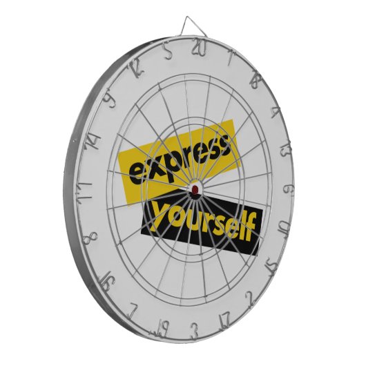Modern, trillend, bold graphic of Express Yourself Dartbord (Voorkant Links)